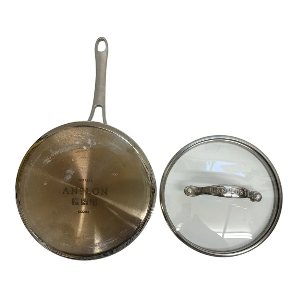 Anolon 3qt. Silver Stainless Steel Induction Pot with Lid QQQ25T EUC